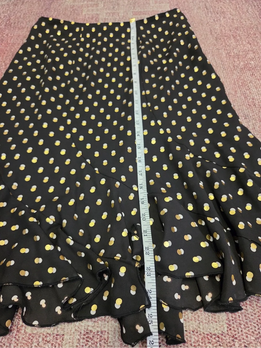Who what wear gold polka dot midi skirt A line fit and flare size 6